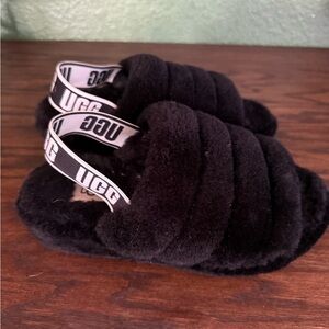 UGG Black Fluffy Footwear